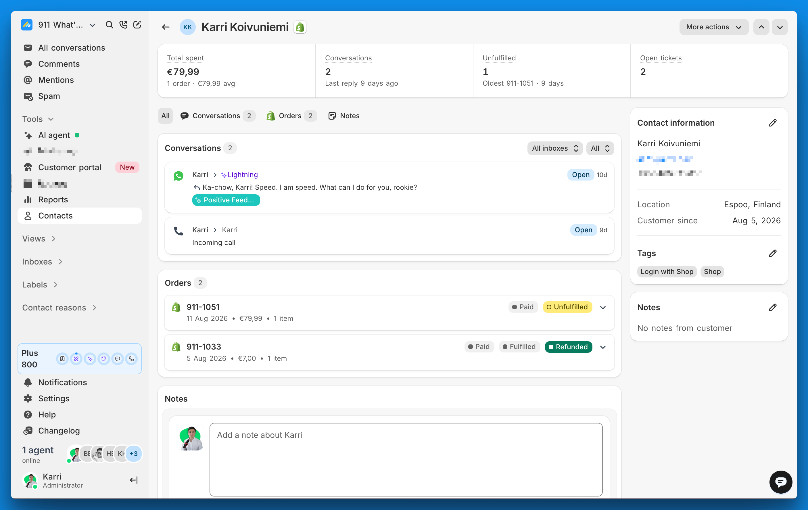New contacts page
